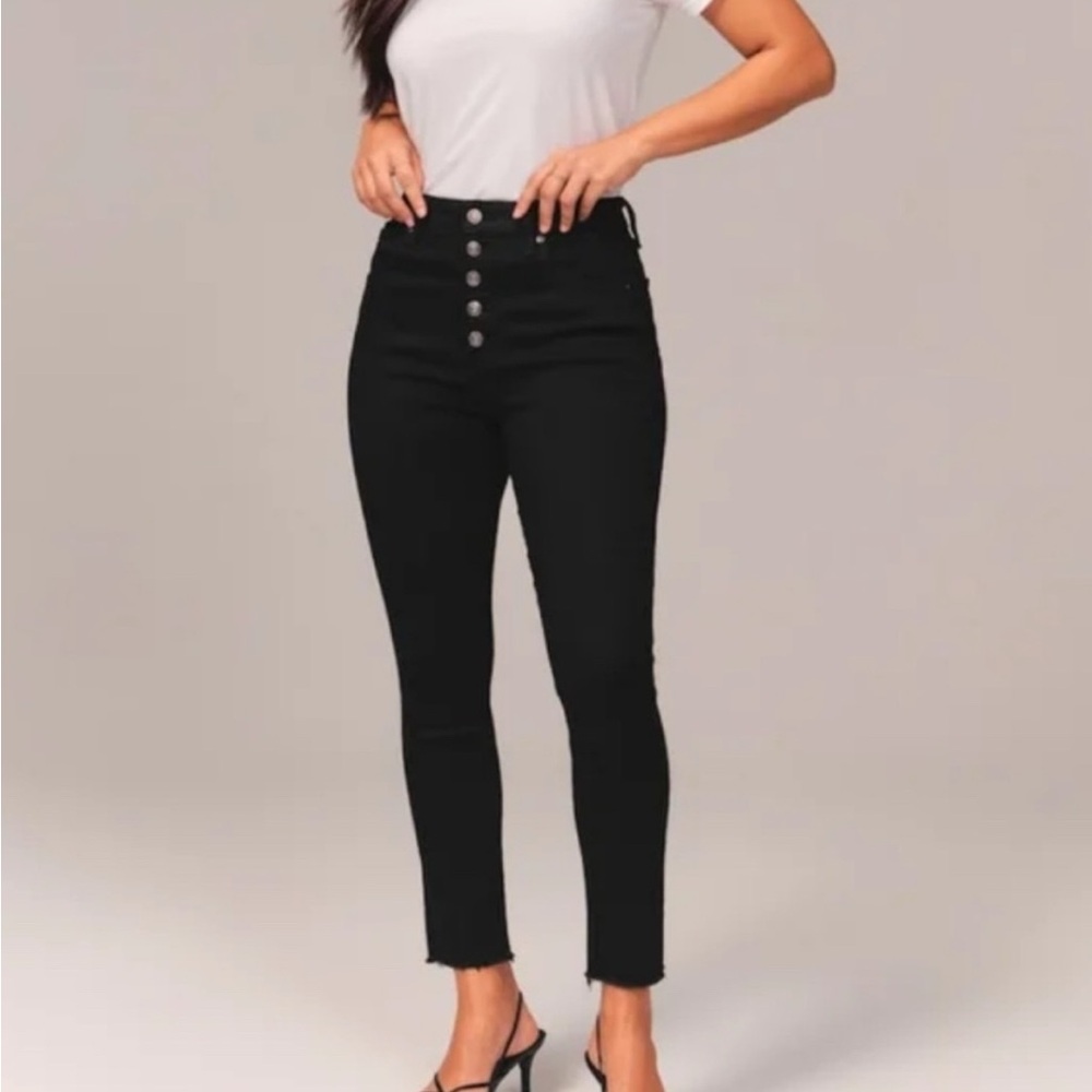 Abercrombie & Fitch super skinny ankle high rise black jeans size 25 26 short